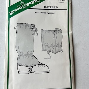 Vintage-Schnittmuster F795 für Gamaschen aus der Serie „The Green Pepper“, Outdoor-Beingamaschen für Erwachsene und Kinder, Wanderstiefelüberzug, Mehrgrößen-Bastelmuster