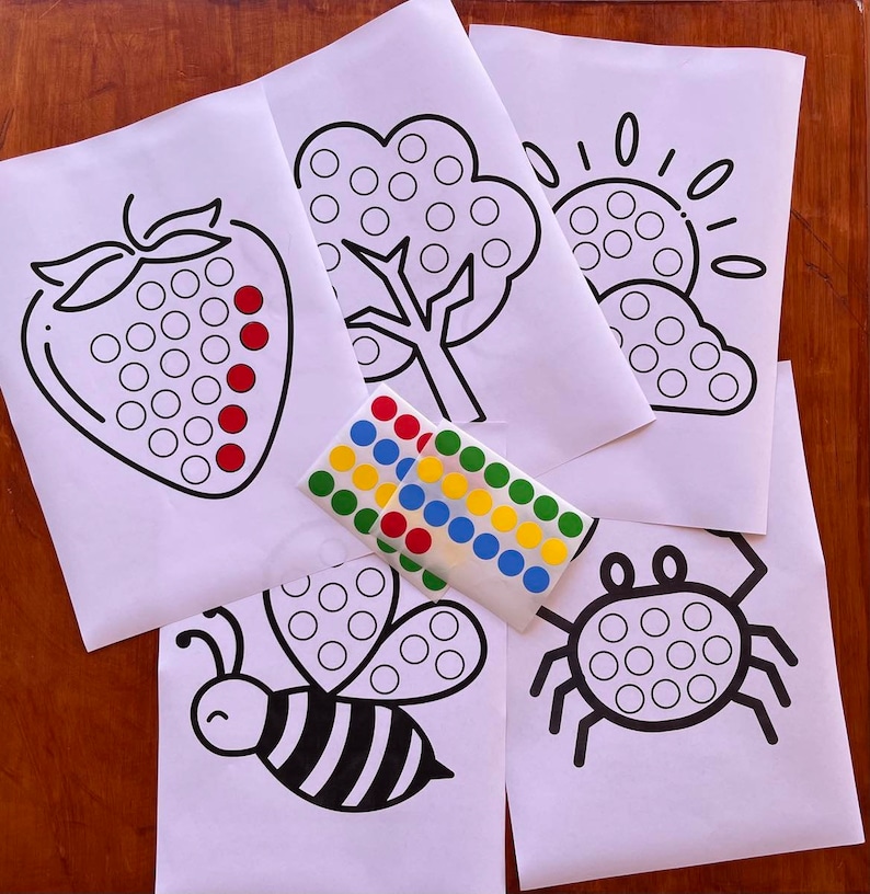 Dot Sticker Activity, Toddler Craft, Fine Motor Skills, Printable