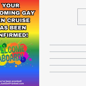 Prank Postcard Gay Cruise 100% Anonymous Sent Directly To Your Victim image 2