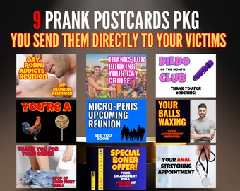 9 Pack-Prank Postcard / You Send It Directly To Your Victims- Best prank mailers