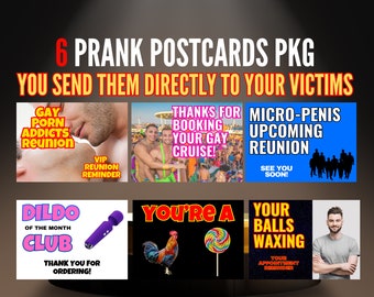 6 Pack-Prank Postcard / You Send It Directly To Your Victims- Best prank mailers