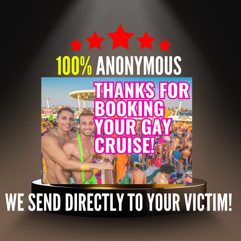 Prank Postcard Gay Cruise 100% Anonymous Sent Directly To Your Victim image 1