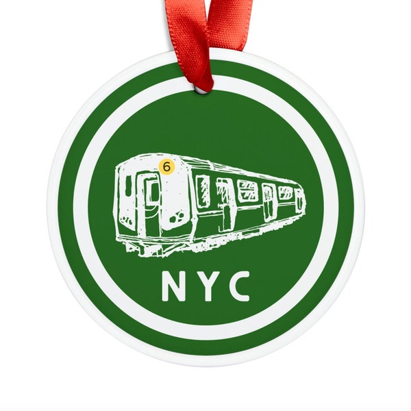 NYC Ornament, New York Subway Christmas Ornament, Green Line Ornament, New York Subway Gifts, 6 Train Ornament, NYC souvenir ornaments