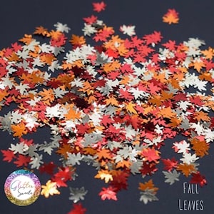 Feuilles d'automne scintillantes, mélange épais, paillettes pour verres, paillettes artisanales