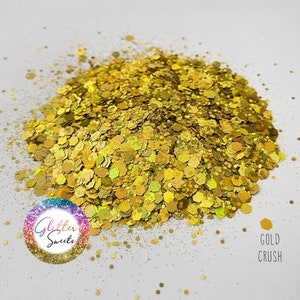 Gold Crush Glitter, Gold Glitter, Chunky Mix, Glitter for Tumblers, Craft Glitter, Yellow Glitter
