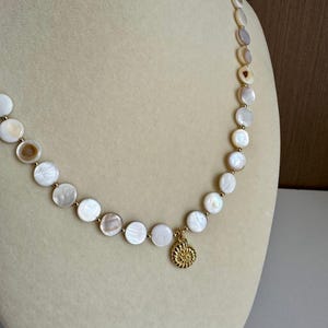 Gold Filled Shell Beaded Necklace: Beach Jewelry, 17&quot;