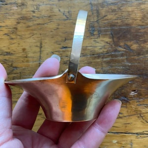 Vintage Mini Miniature Brass Basket Trinket Dish