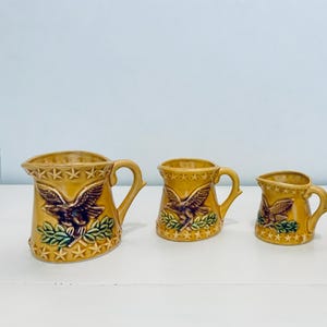 Vintage Chadwick-Miller Inc. Early American Style Measuring Cups Set Eagle Made in Japan