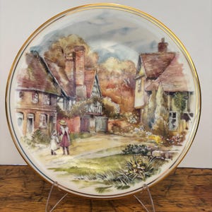 Fenton China Company English Bone China Wall Plate Cottage Village Girl