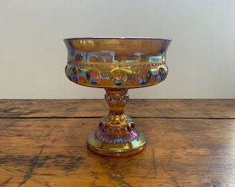 Vintage Indiana Glass Kings Crown Gold Iridescent Carnival Glass 5’’ Wedding Bowl #1256