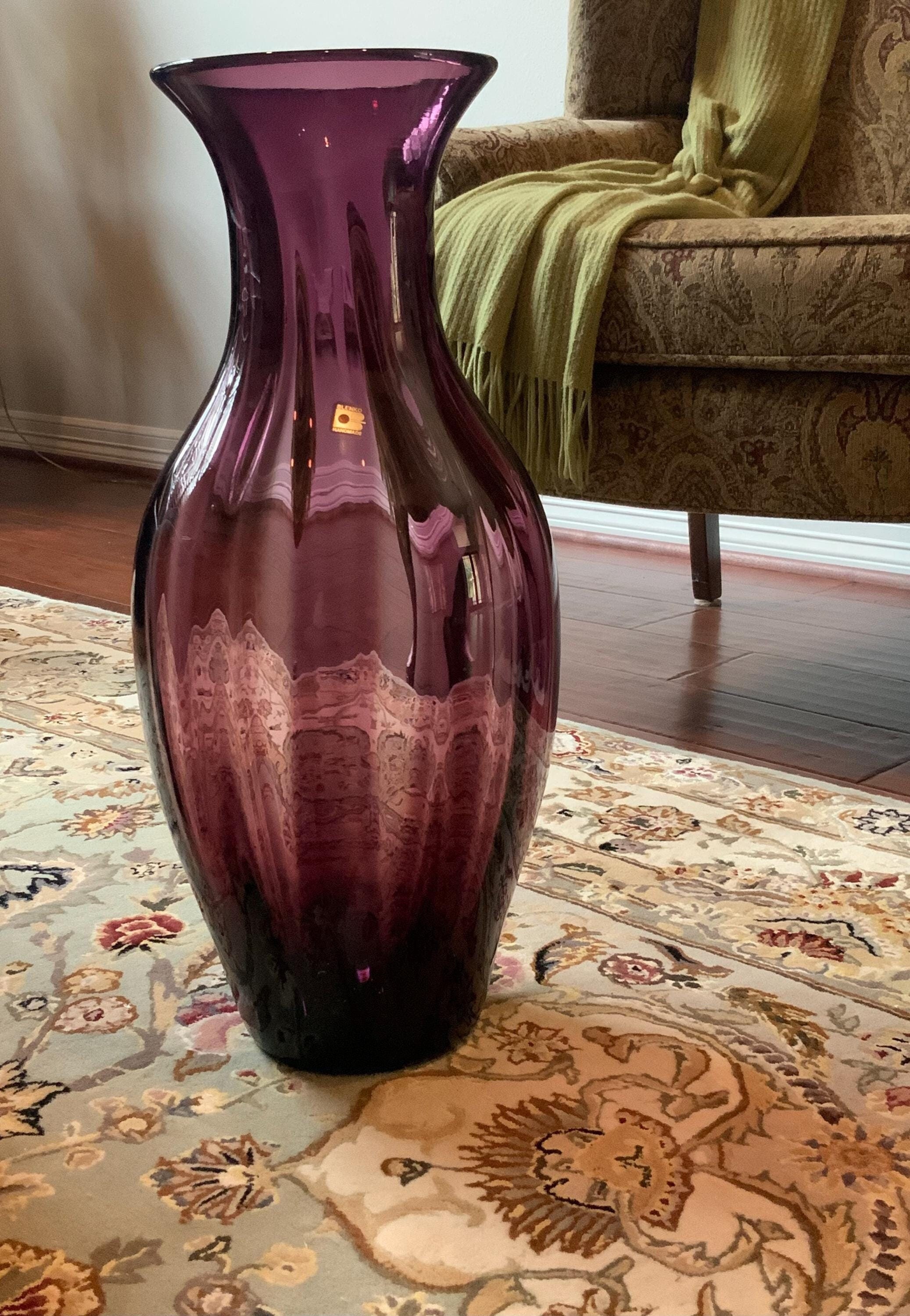 Vintage Blenko Glass Company Amethyst Floor Vase 9313 With Flaws