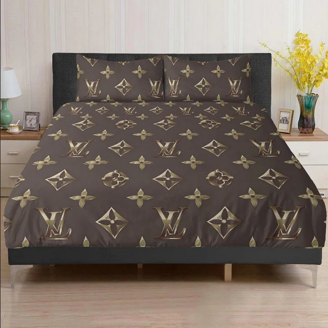 SALE] Louis Vuitton Brown Luxury Brand Premium Bedding Set Duvet Cover Home  Decor