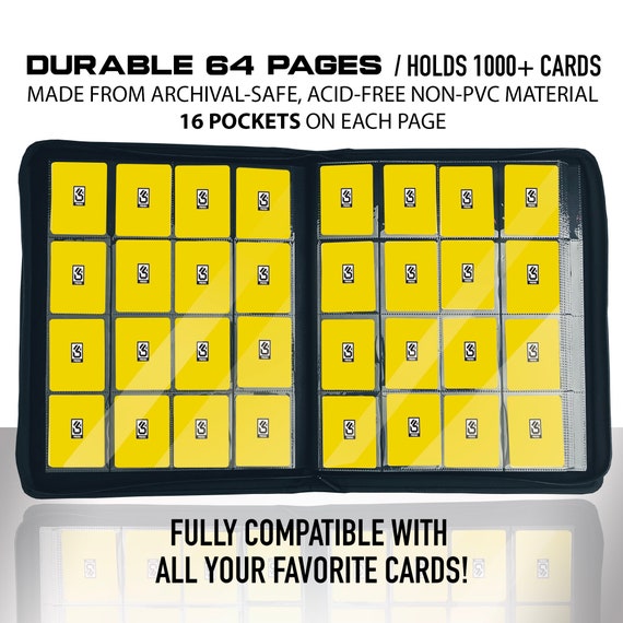 Pro365 1000+ Trading Card Binder / 16 Pockets on Each Page / Side-load  Sleeves Ringless Portfolio / Binder Only With Shoulder Strap (PIKA) - Etsy