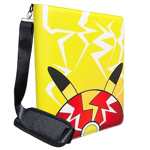 Pro365 1000+ Trading Card Binder / 16 Pockets On Each Page / Side-Load Sleeves Ringless Portfolio / Binder Only with Shoulder Strap (PIKA)