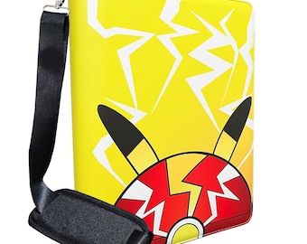 Pro365 1000+ Trading Card Binder / 16 Pockets On Each Page / Side-Load Sleeves Ringless Portfolio / Binder Only with Shoulder Strap (PIKA)