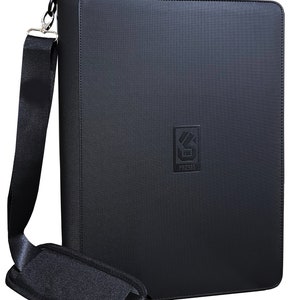 Pro365 1000+ Trading Card Binder / 16 Pockets On Each Page / Side-Load Sleeves Ringless Portfolio / Binder Only with Shoulder Strap (BLACK)