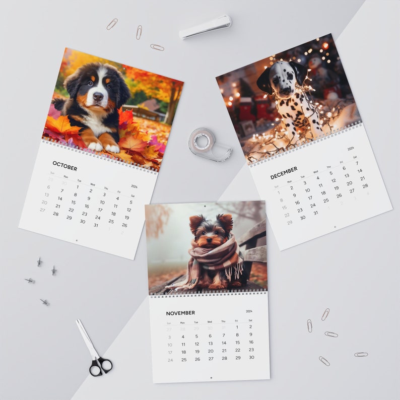 2024 Cute Puppy Calendar A Year With Puppies Etsy
