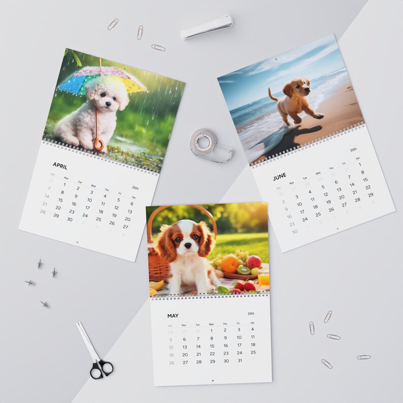 2024 Cute Puppy Calendar A Year With Puppies Etsy