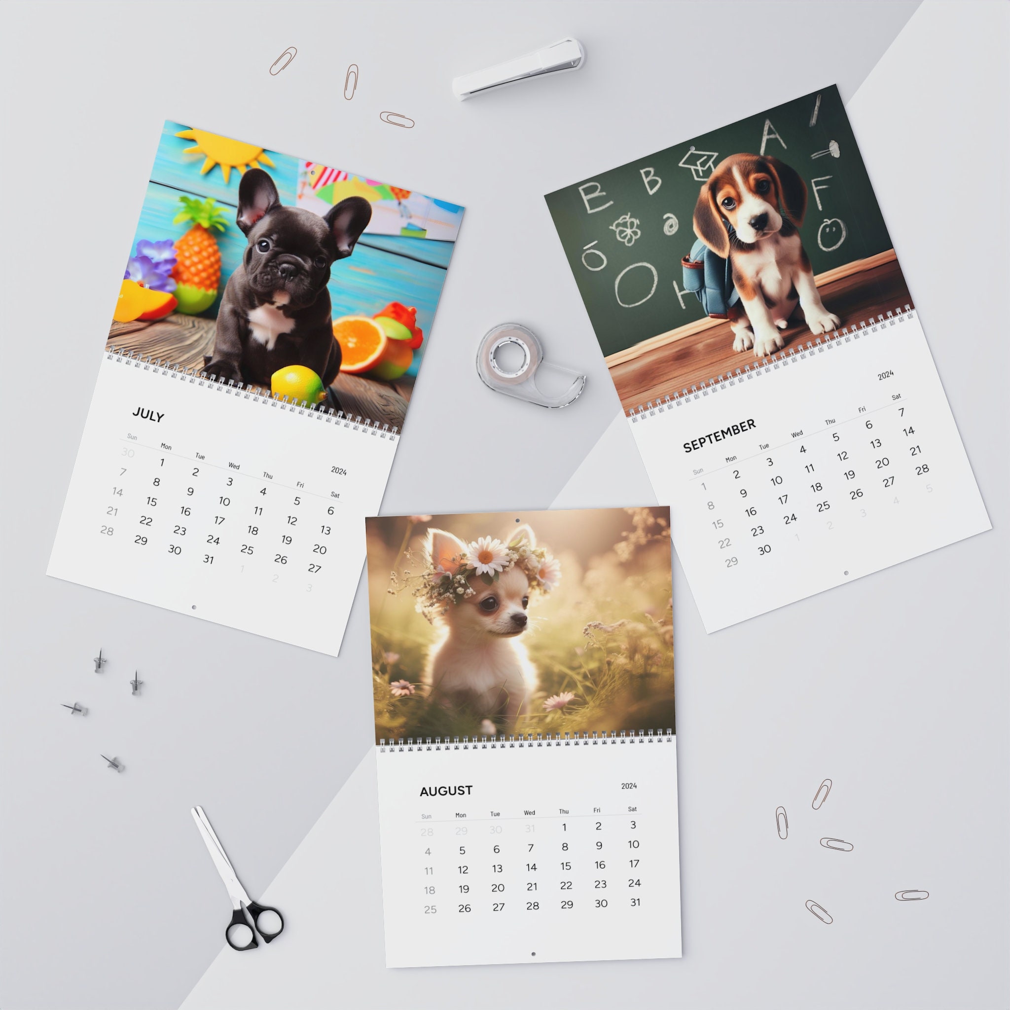 2024 Cute Puppy Calendar A Year With Puppies Etsy