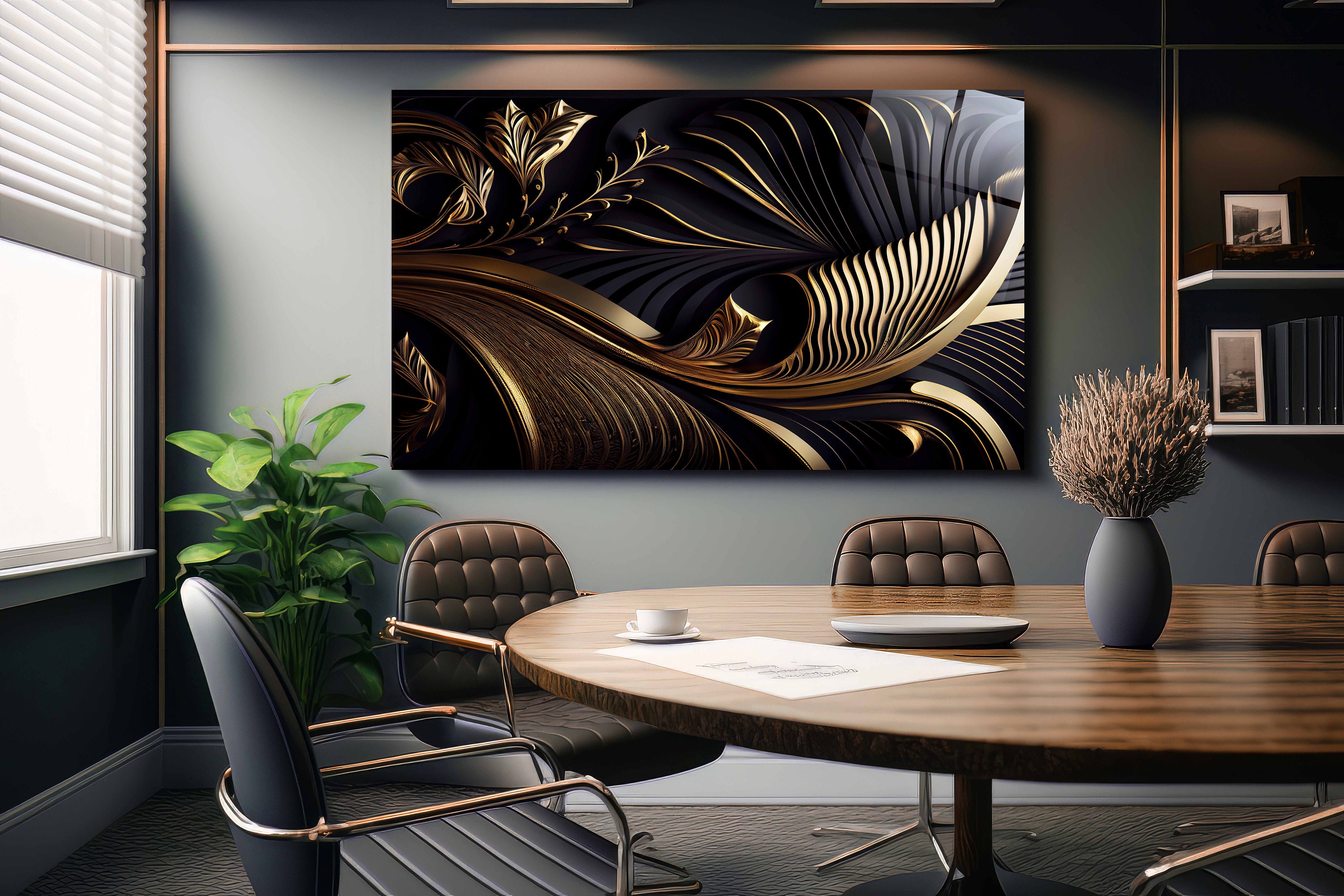 Tempered Glass Wall Art Gold Abstract Extra Large Glass Wall Etsy