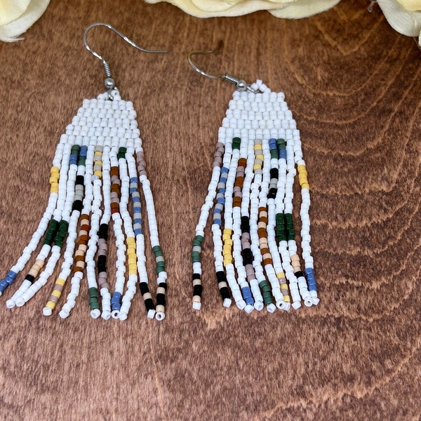 White Patchwork Dangles