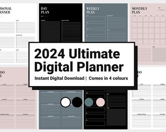 2024 Ultimate Digital Planner / PDF imprimible / 6 páginas del planificador digital