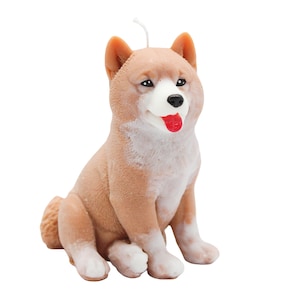Handgemaakte Akita Inu-kaars: hondenkaars van natuurlijke sojawas