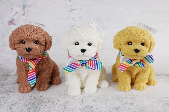 Rainbow Toy Poodle Candle: Handcrafted Soy Wax Dog Candle