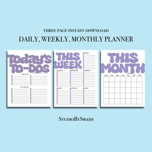 Daily Planner, Weekly Planner, Monthly Planner, Printable planner, Planner set, Planner Inserts, Instant Download