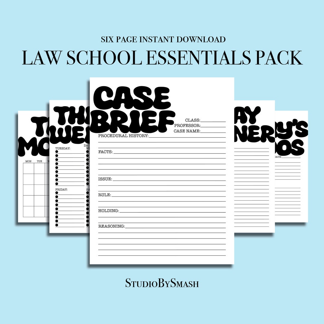 Law School Essential Pack, Student Planner, Law School Notes Pack ...