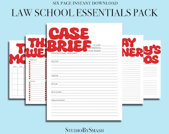 Law School Essential Pack, Student Planner, Law School Notizen Pack, digital und druckbar