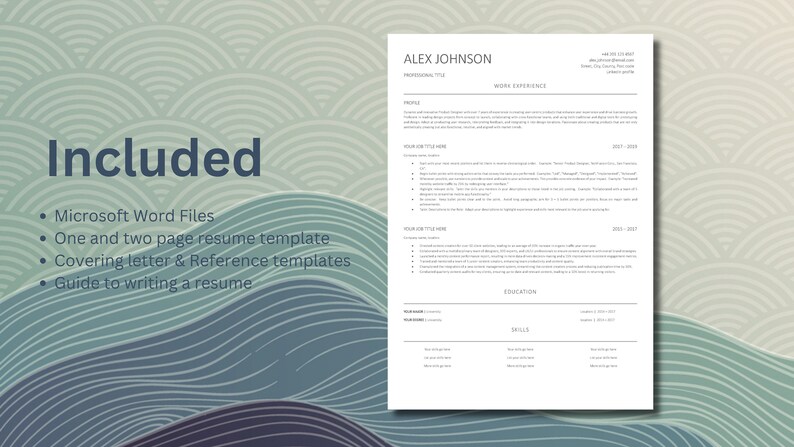 Resume Template for Microsoft Word | Cover Letter & References Template ...