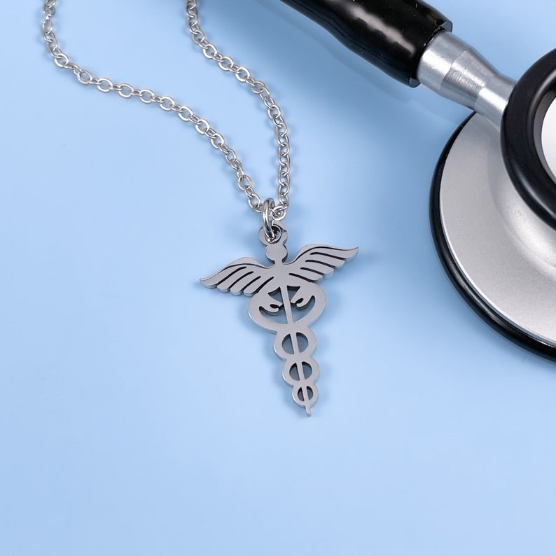 Caduceus Pendant Necklace, Handmade Medical Jewelry, Doctor Gift, Nurse ...