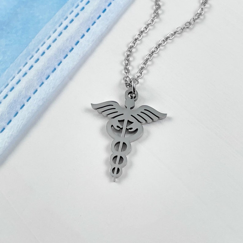 Caduceus Pendant Necklace, Handmade Medical Jewelry, Doctor Gift, Nurse ...