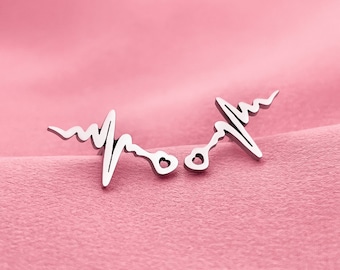 Heartbeat Stud Earrings, Medical Jewelry, Nurse Doctor Gift, Healthcare Accessory