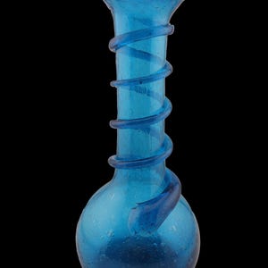 Contemporary Bubbled Blue Hand Blown Art Glass Vase