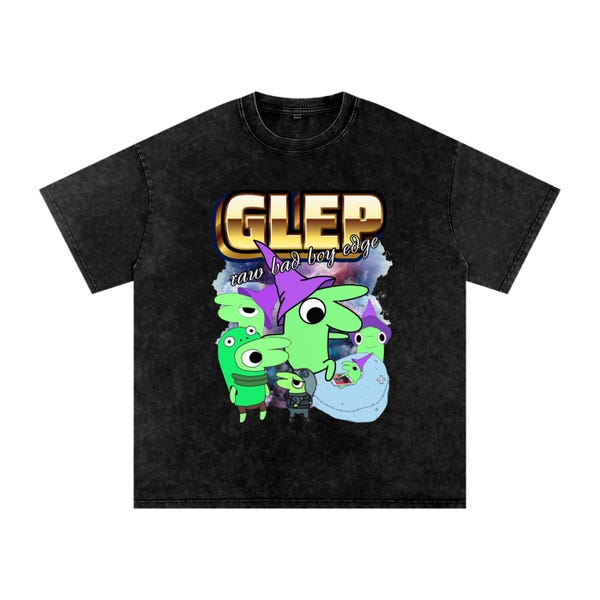 Glep Collage Smiling Friends Snow Washed Oversized Cotton T-Shirt tee top shirt gift