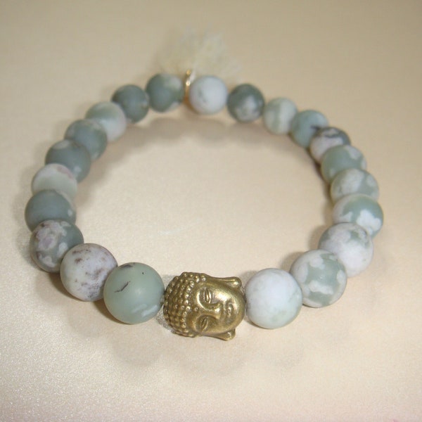 Bracelet en cristal Harmony Jasper Bouddha avec pompon