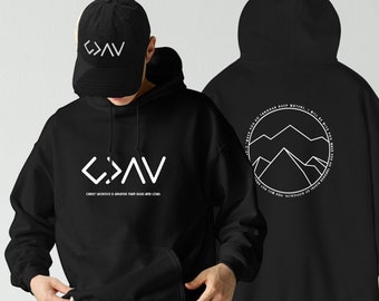 God/Christ is Greater Hoodie, Christ Sacrifice Is Greater than Highs and Lows Isaiah bible verse, christian art hoodie, cozy gift for him