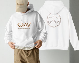Hooded sweatshirt, God Christ is Greater Hoodie, Christ Sacrifice Is Greater than Highs and Lows Isaiah bible verse, christian art hoodie
