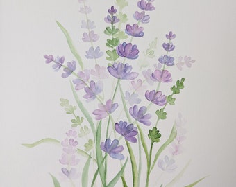 Lavender Flowers Original Watercolor