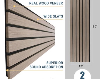 REAL Walnut Wood Veneer Acoustic WIDE Slat Wall Panels, Feature and Accent Walls