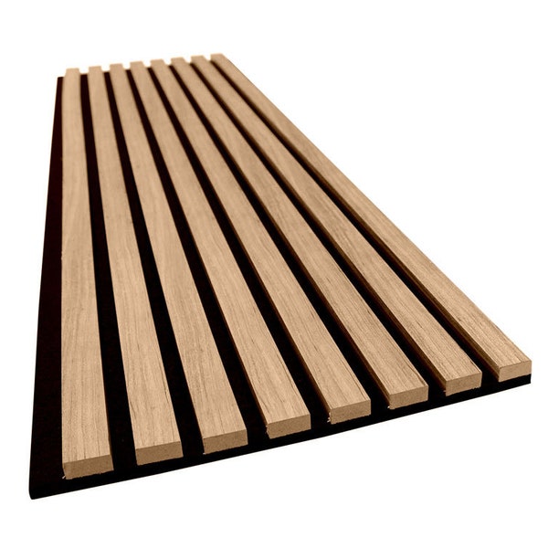 Light Walnut Acoustic Slat Wood Panels for Soundproofing Walls and Ceilings