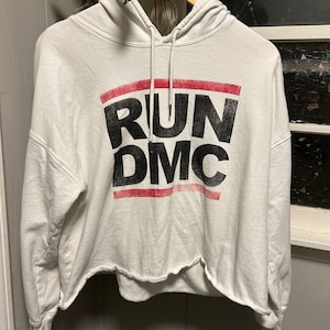 RUN DMC - Classic Logo Cropped Pull Over Sweatshirt -  Size Small