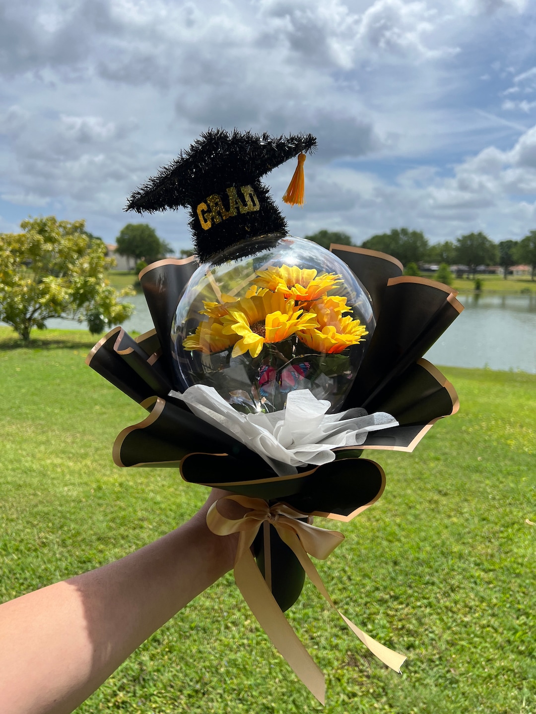 LED Sunflower Graduation Bouquet | Handmade Flower Gift - Etsy