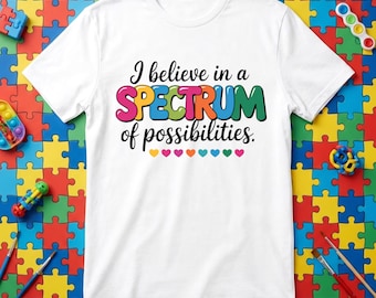 I Believe In A Spectrum Of Possibilities PNG Bundle – 2 Rainbow Infinity Puzzle Designs | Autism Awareness Transparent PNG