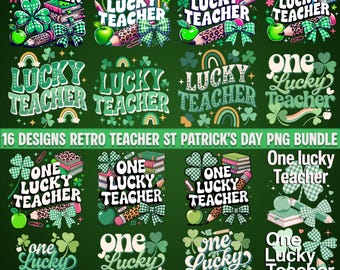 Retro St. Patrick's Day Teacher Digital Bundle - 16 Lucky Designs for DIY Crafts