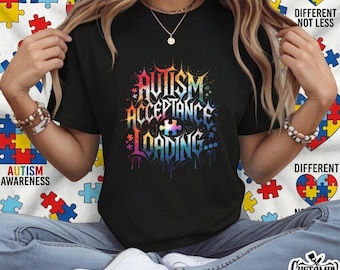 Autism Acceptance Loading PNG Bundle – 3 Rainbow Graffiti Puzzle Designs | Transparent PNG for Shirts Hoodies