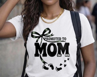 Promoted To Mom EST 2026 PNG | Pregnancy Announcement Design (Digital Download)