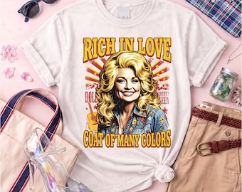 Dolly Parton PNG, dolly  PNG Bundle, Digital Download, Rich In Love PNG, Coat Of Many Colors, Vintage Country Singer, Retro Dolly Shirt